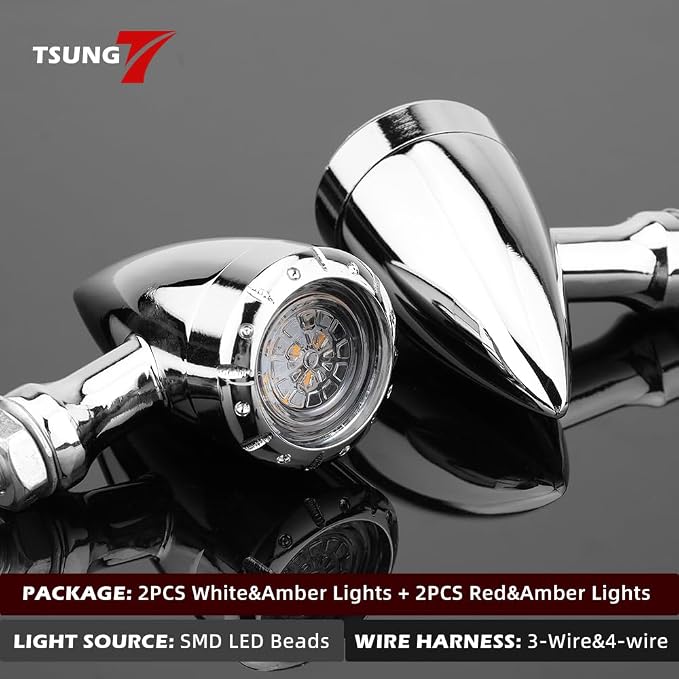 TSUNG 4PCS Motorcycle Bullet LED Front Rear Turn Signal Light SMD Blinker