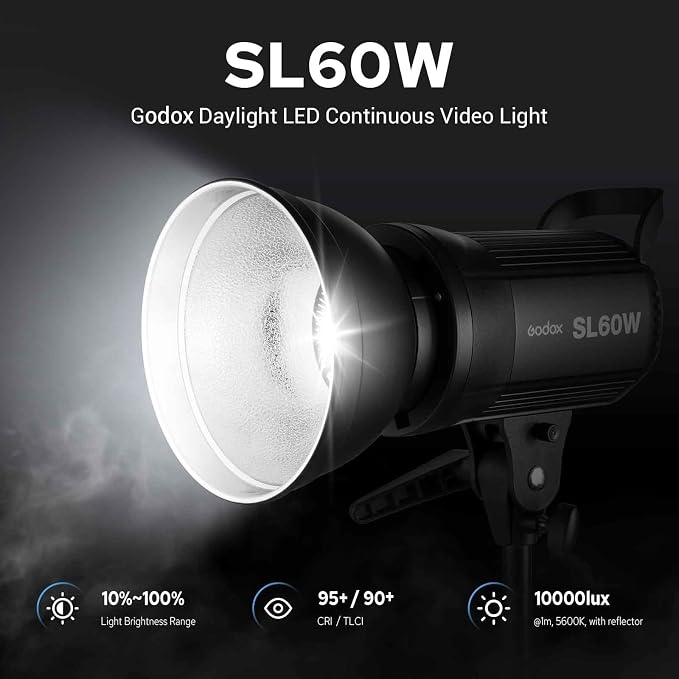 Godox SL60W LED Video Light, 60W 5600K Daylight LED Continuous Light SL-60W