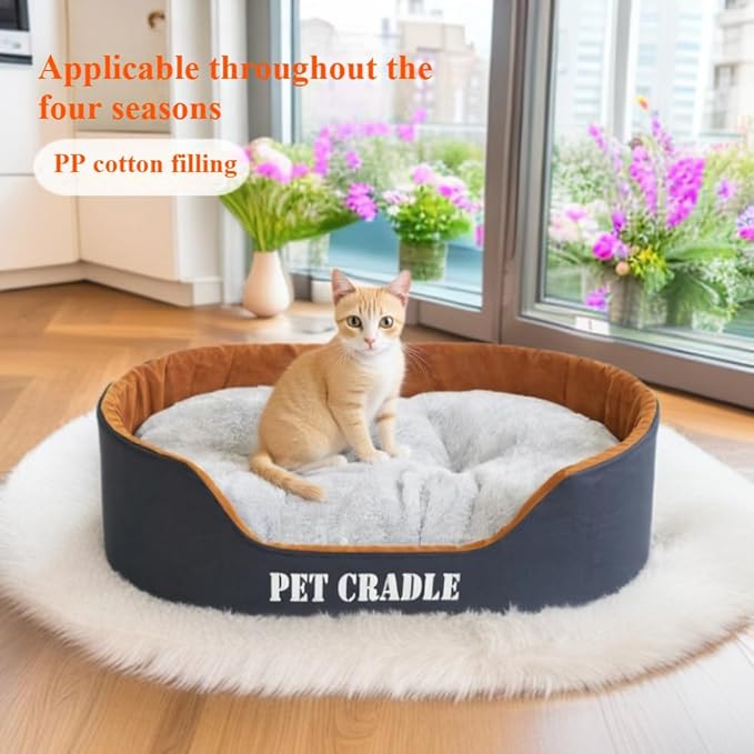 Dog Bed Orthopedic Dog Couch Bed, Waterproof Pet Bed with Removable Washable Mat & Non-Slip Bottom(Blue,19.69''X13.78'')