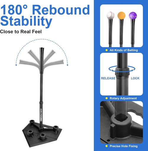 Eastgoing Heavy Duty Baseball Batting Tee - Adjustable 5-Position Design for All Ages | Portable Travel Use