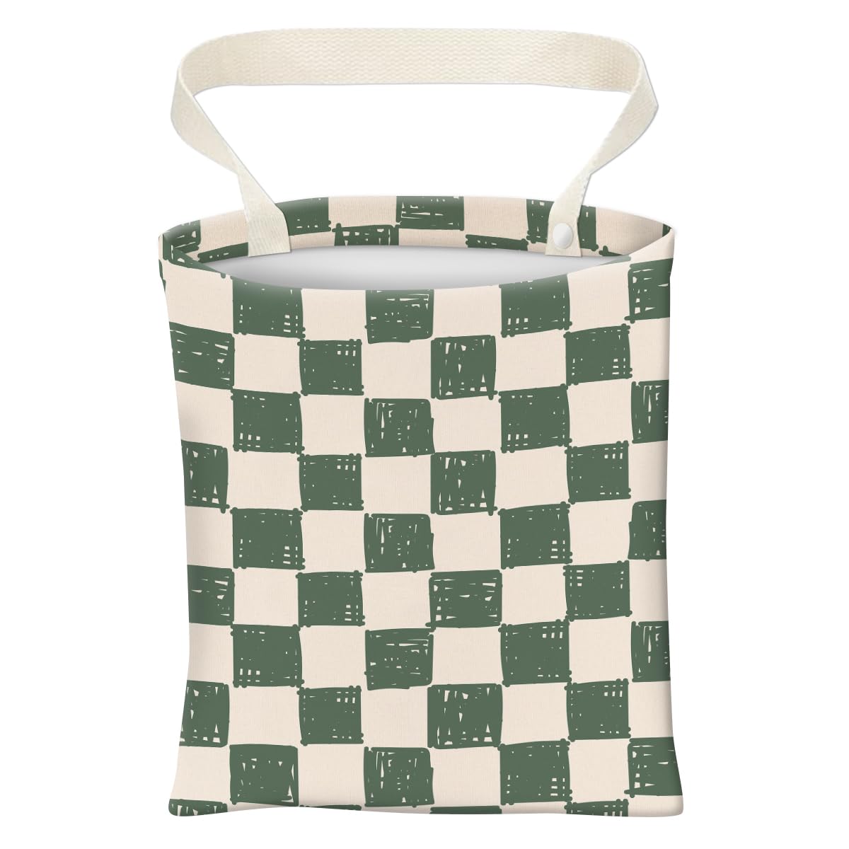 Car Trash Can, Cute Car Trash Bag, Hanging Car Organizer and Storage Bag, Trash Bin for Car Accessories, Vehicle, Travelling, Camping Cute Green White Daisy