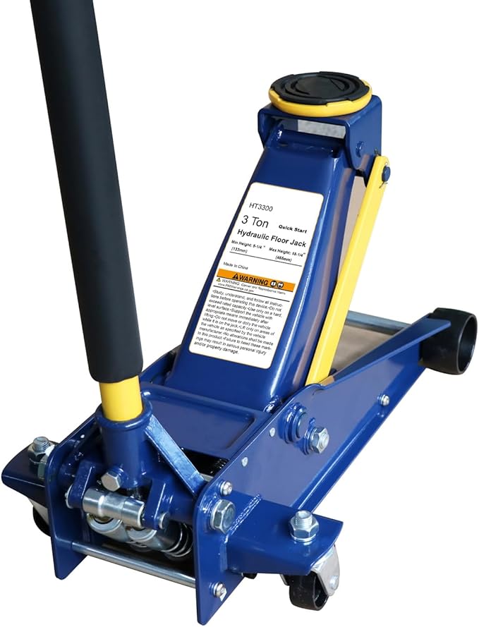 Heavy Duty 3 Ton Floor Jack – Low Profile Hydraulic Car Jack with Quick Lift Double Pump Design