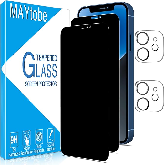 MAYtobe [2+2 Pack Designed for iPhone 12 Privacy Screen Protector, Privacy