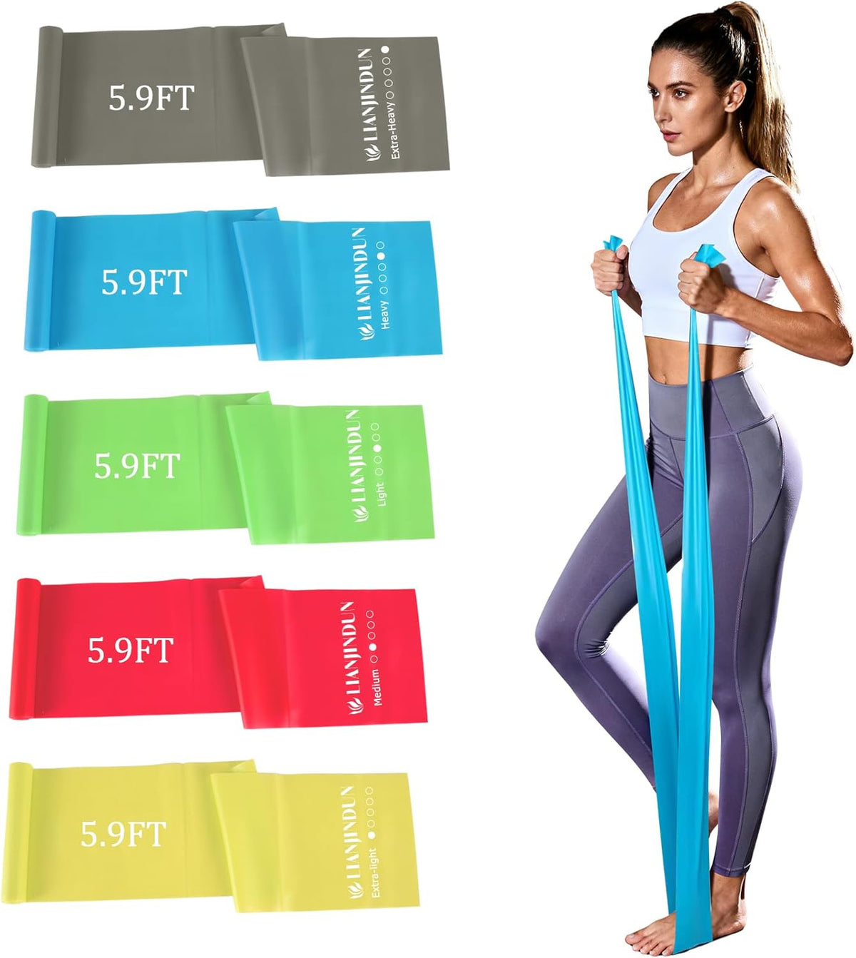 Skiennix Professional Resistance Bands - Latex-Free Elastic Workout Bands Set for Men & Women | Ideal for Yoga & Pilates