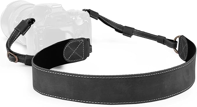MegaGear Sierra Genuine Full-Grain Leather Camera Strap — Vintage Shoulder &