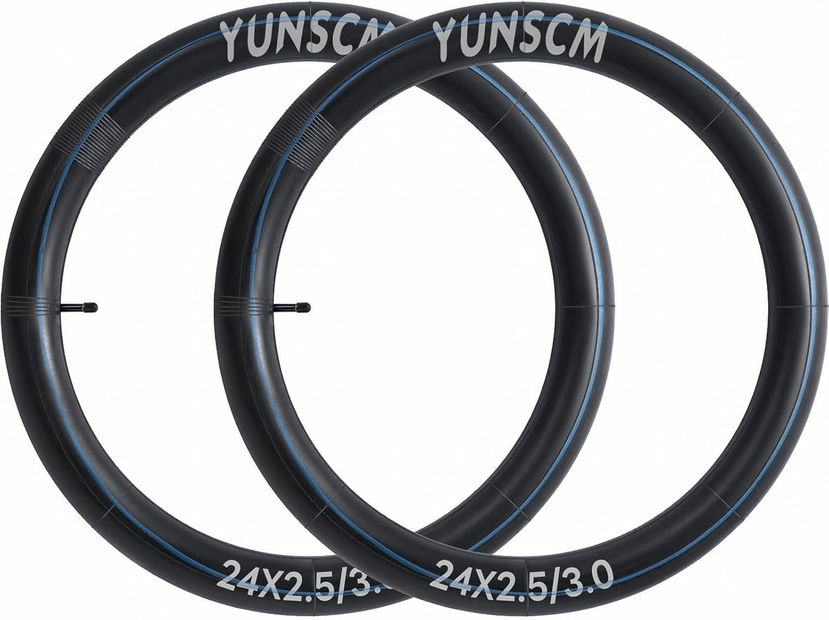YUNSCM 24" Heavy Duty Fat Bike Tire Tubes - 2-Pack Butyl Rubber with AV32mm Schrader Valve