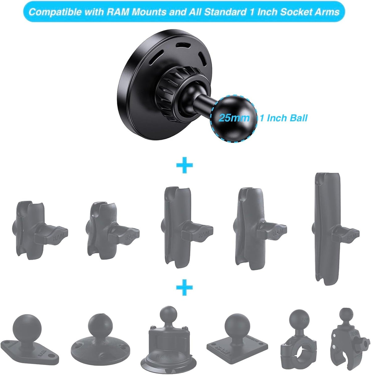 Magnetic Wireless Charging Phone Holder with 1” Ball for MagSafe