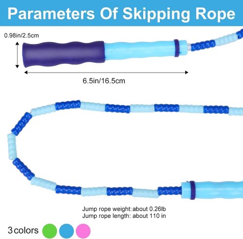 GRAWUN Jump Rope - Adjustable Soft Beaded Skipping Rope for Kids & Adults | Tangle-Free Design