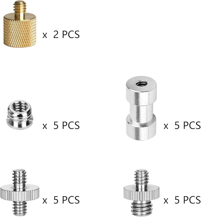 22Pack ChromLives Camera Screw Adapter 1/4 to 1/4 Screw to 3/8 Tripod Adapters