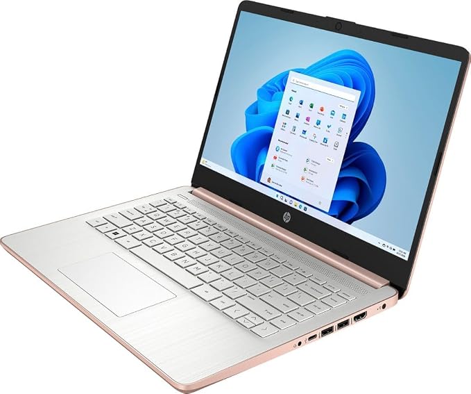 HP 14" HD (1366 x 768) Display Laptop, Intel Celeron N4120, 1.1GHz, 4GB Memory, 128GB eMMC, Windows 11 Home in S Mode, Rose Gold, 14-dq0762dx (Renewed)