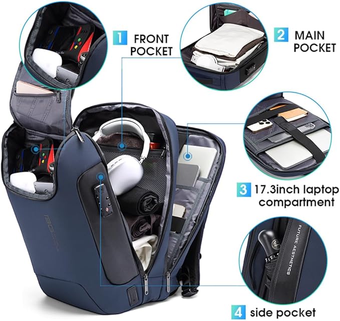 BANGE Mens Business Backpack for Work, Computer Backpacks for Laptops for 17.3