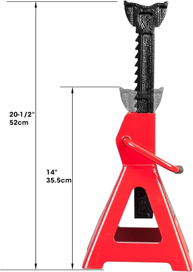 BIG RED T43006 Torin Steel Jack Stands (Fits: SUVs and Extended Height Trucks): 3 Ton (6,000 lb) Capacity, Red, 1 Pair
