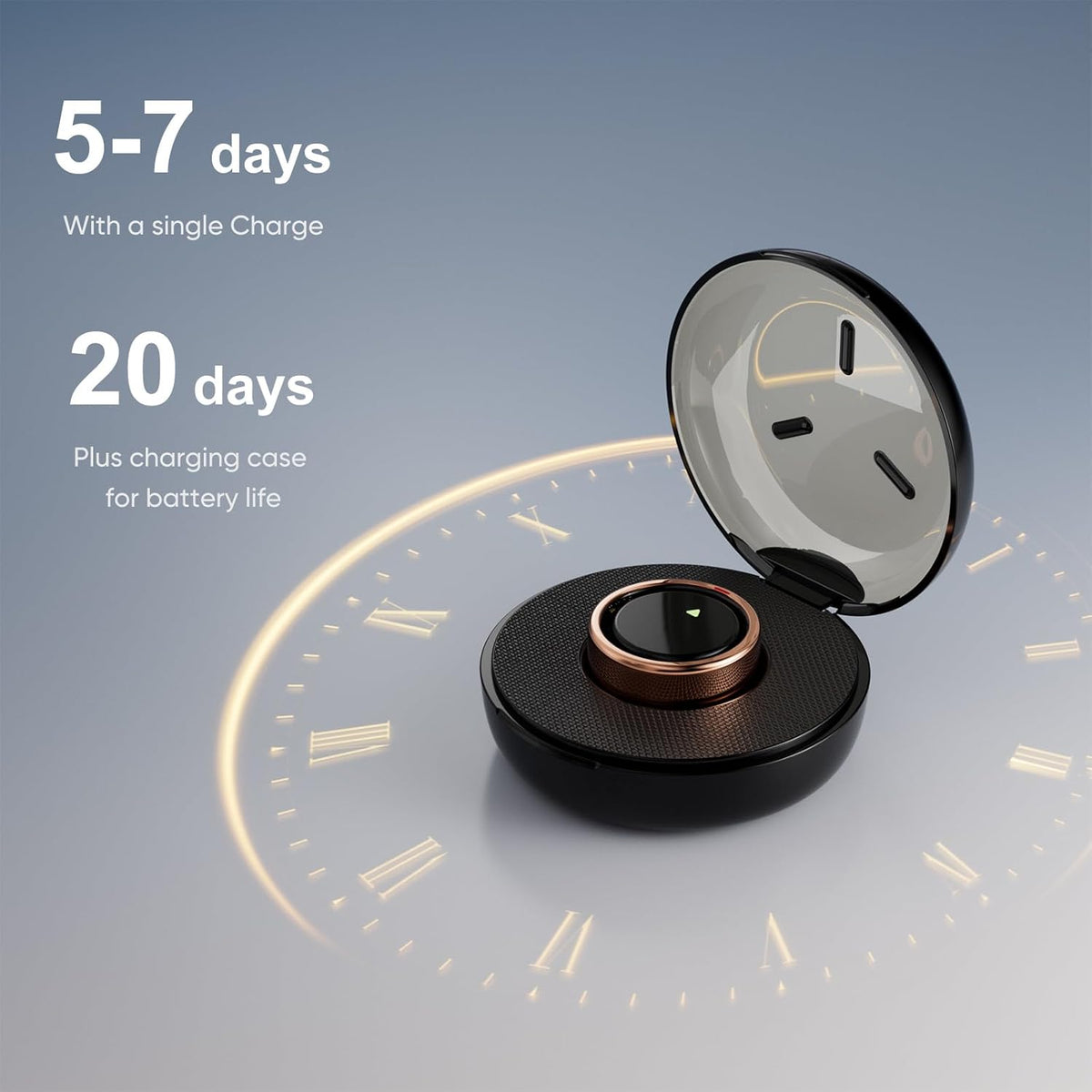 POBOVi Smart Ring - Sleep, Fitness, Stress & Heart Rate Tracker - 5-Day Battery Life | Wireless Charging, iOS & Android Compatible (Rose Gold, Size 7)