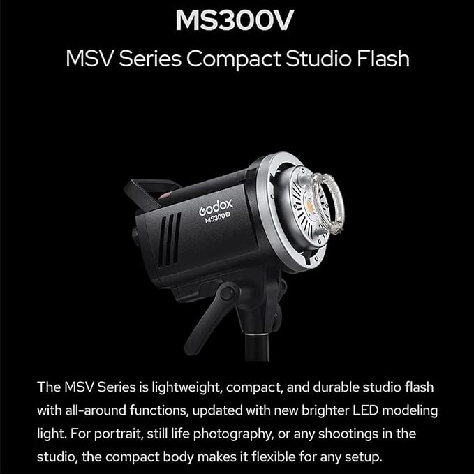 Godox MS300V 300W Studio Strobe Light Kit, 2.4G Bowens Mount Photography Light