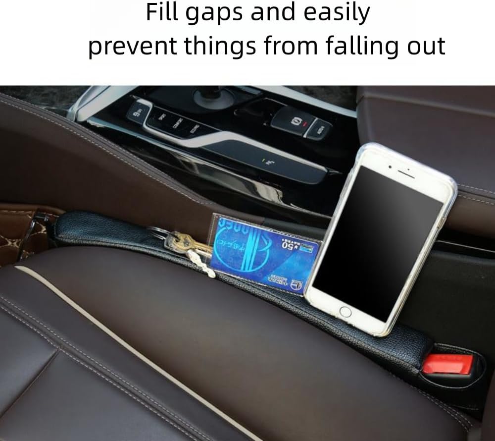 Car Seat Gap Filler 2 Pack,Car Seat Gap Filler Organizer,Car Seat Gap Plug with Storage Slot,3 in 1 Car Seat Gap Filler with Cup Holder,Prevent Small Items from Falling(Beige)