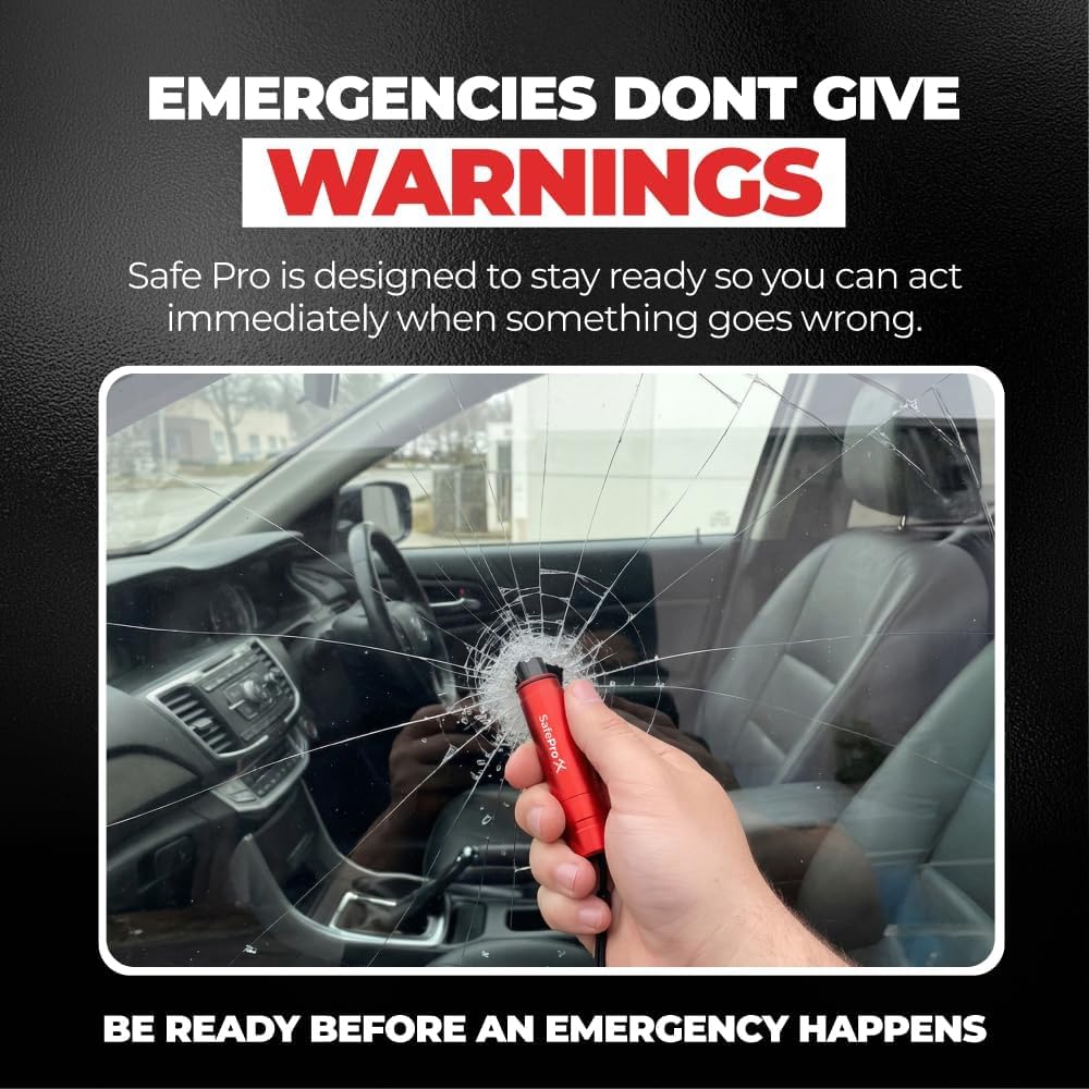 SafeProX 2 in 1 Emergency Escape Tool, Life Saving Car Window Breaker & Seatbelt Cutter - Car Window Hammer for Quick Accident Aid & Safety on The Go with Seat Belt Cutter. (Pack of 2)