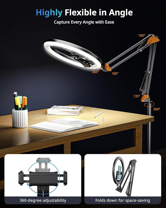 UBeesize 12" Ring Light Tripod for iPhone, Live Streaming, Photography
