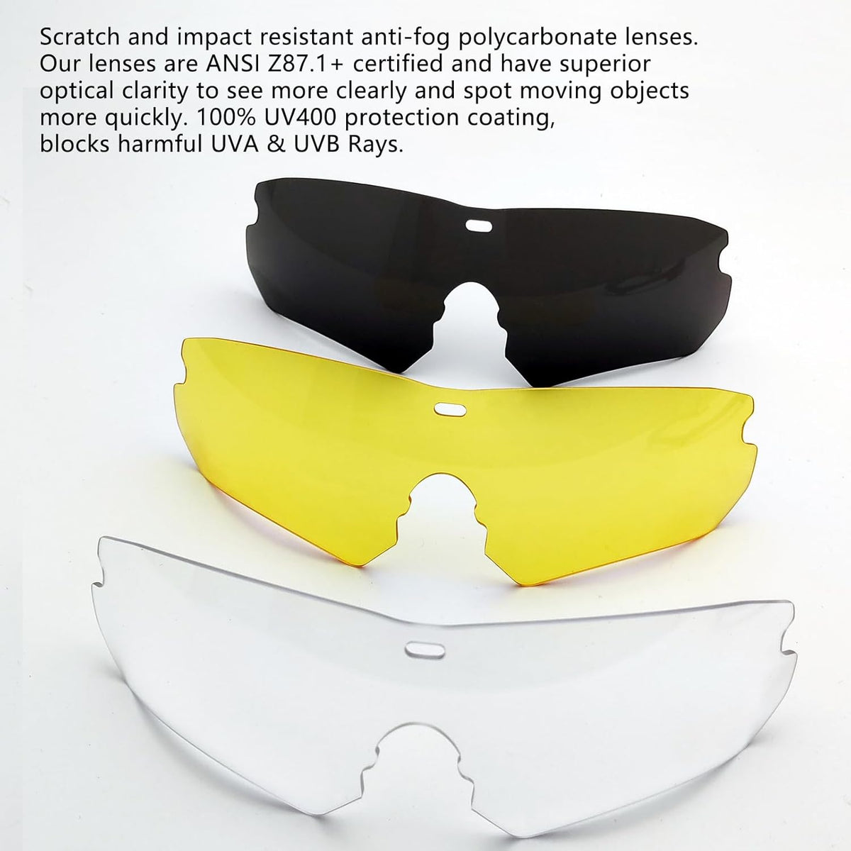 Skiennix Tactical Eyewear - Unisex Shooting Glasses with 3 Interchangeable Lenses | Airsoft Goggles