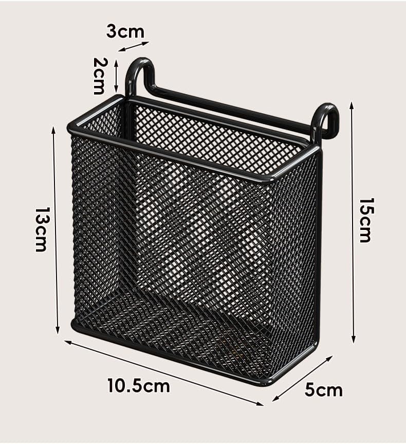 Hanging Pen Holder with Hook Storage Box - Wall-Mountable Desk Organizer for Office Desktop, Partition Screen, Workstation & Bedroom Side Storage (black)