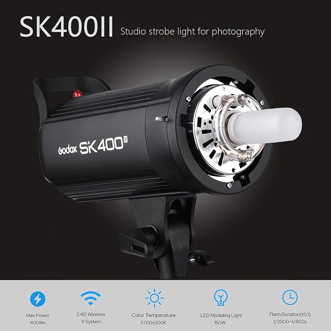 Godox 800W Professional Studio Flash Light Kit, 2-Light Godox SK400II Photo