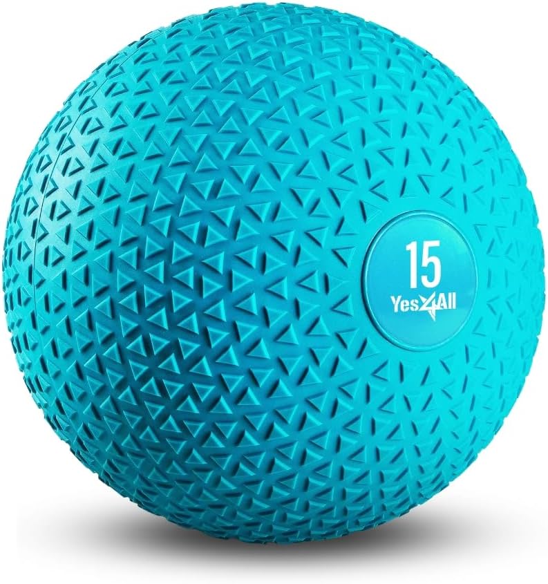 Yes4All Slam Ball - 15lbs Durable PVC Sand-Filled Weighted Ball for Strength Training | Teal Color