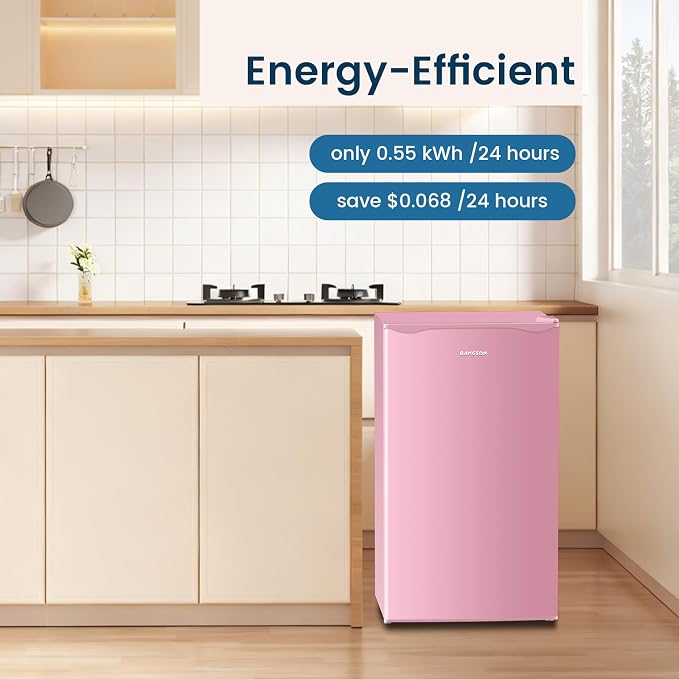 Mini Fridge with Freezer 3.2 Cu.Ft for Bedroom and Office Pink | Single Door, Small Refrigerator, Energy-efficient, Low Noise, Mini fridge for Dorm