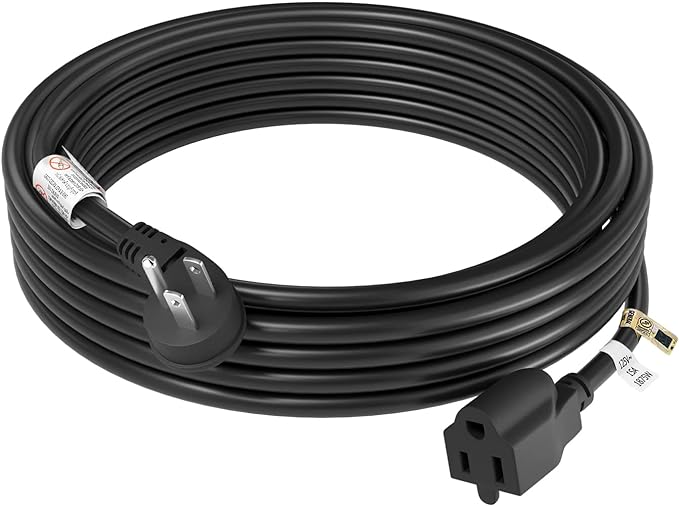 FIRMERST 1875W 15 Feet Extension Cord 14 AWG 15A Flat Plug Black