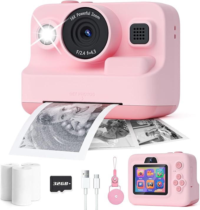 Dylanto Kids Camera Instant Print, 1080P Kids Instant Cameras that Print Photos