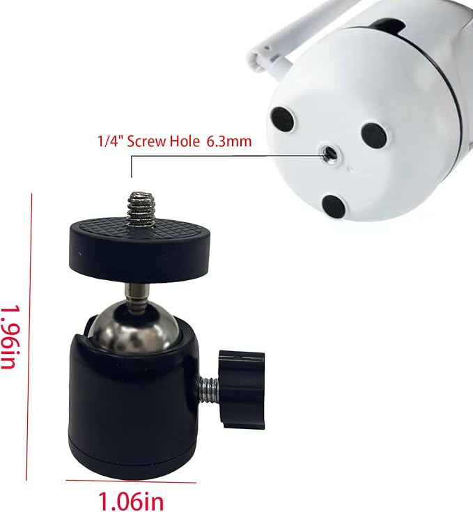 Universal 1/4" Swivel Mini Ball Head Tripod Mount, 360 Degree Rotating Adapter