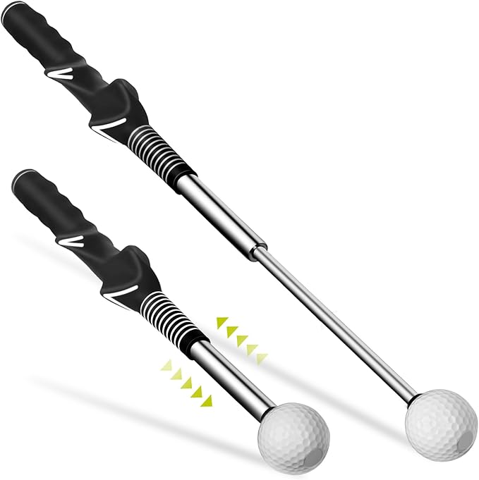 Retractable Golf Swing Aid for Golf Speed Training, Rhythm Click Golf Swing Trainer for Indoor Golf Practice & Outdoor Warm Up, Golf Grip Trainer for Improving Hitting Strength & Tempo