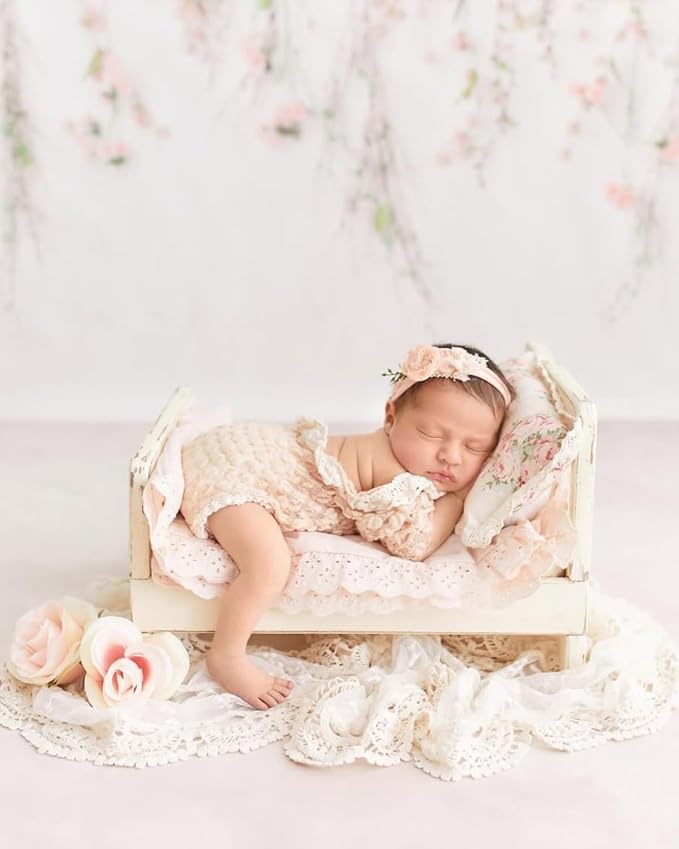 Newborn Photography Props Bed Prop White – Mini Wooden Baby Photography Bed