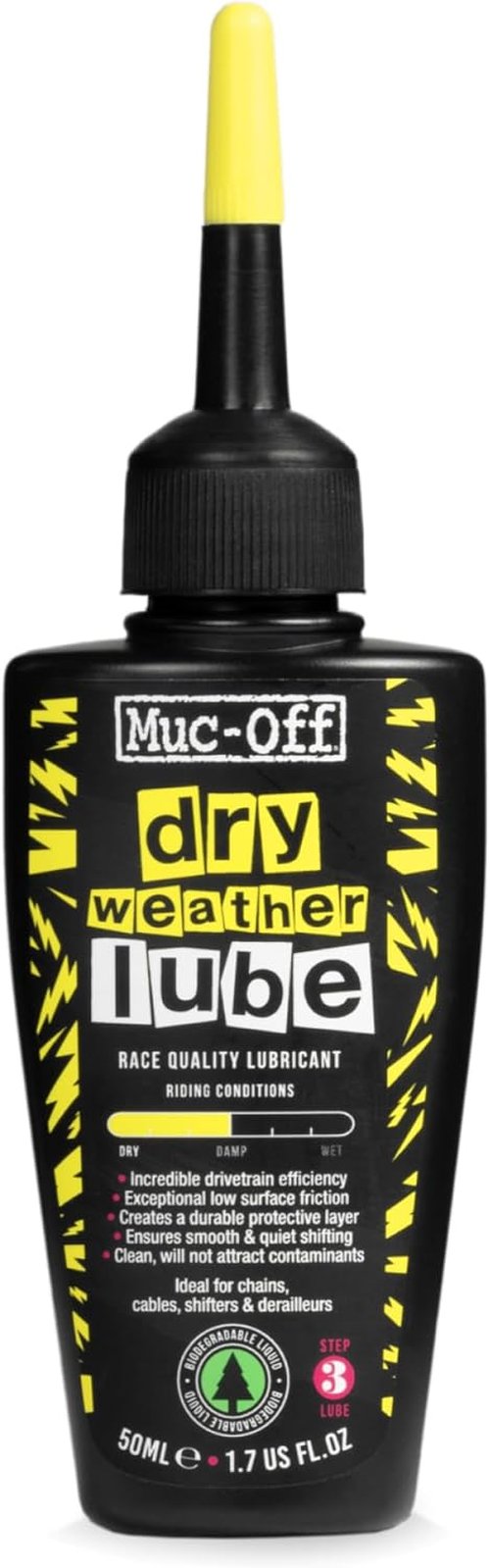 Muc-Off Bio Dry Bike Chain Lube - Wax-Based Formula for Smooth Gear Shifts | Includes Microfiber Cloth