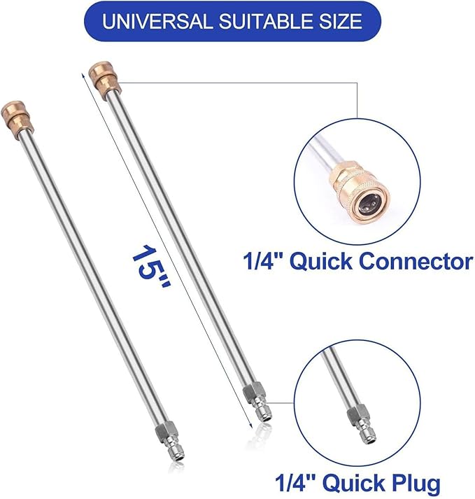 16.5''Pressure Washer Surface Cleaner, 4000 PSI Power Washer Surface Cleaner with 4 Wheels, Stainless Steel Housing Power Washer Accessories with 2 Replacement Nozzles for Concrete Driveway Cleaner