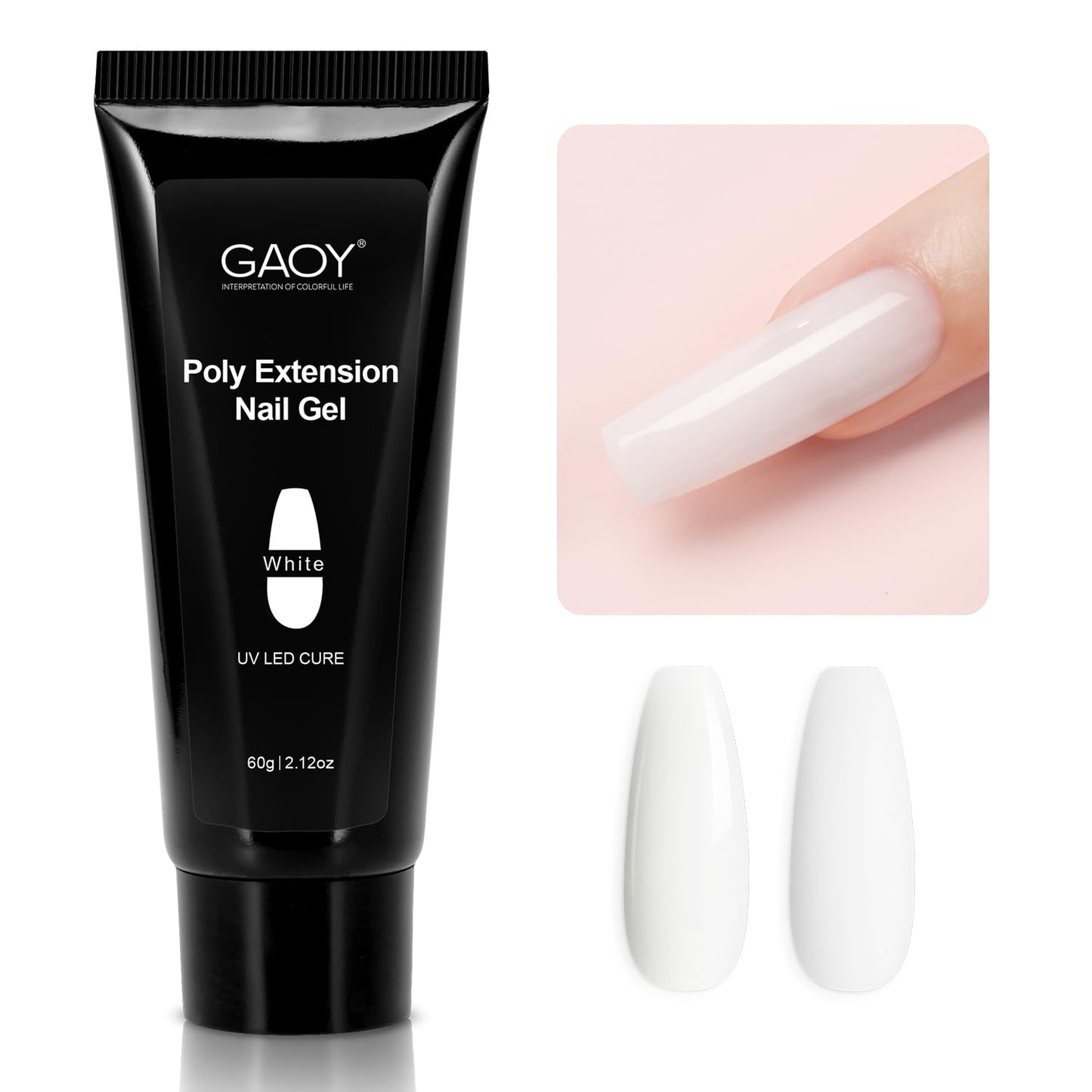 Gaoy Poly Gel, 60G Nail Extension Gel, White Builder Gel Nail Enhancement Gel For Beginner & Professional Nail Art Salon Diy At