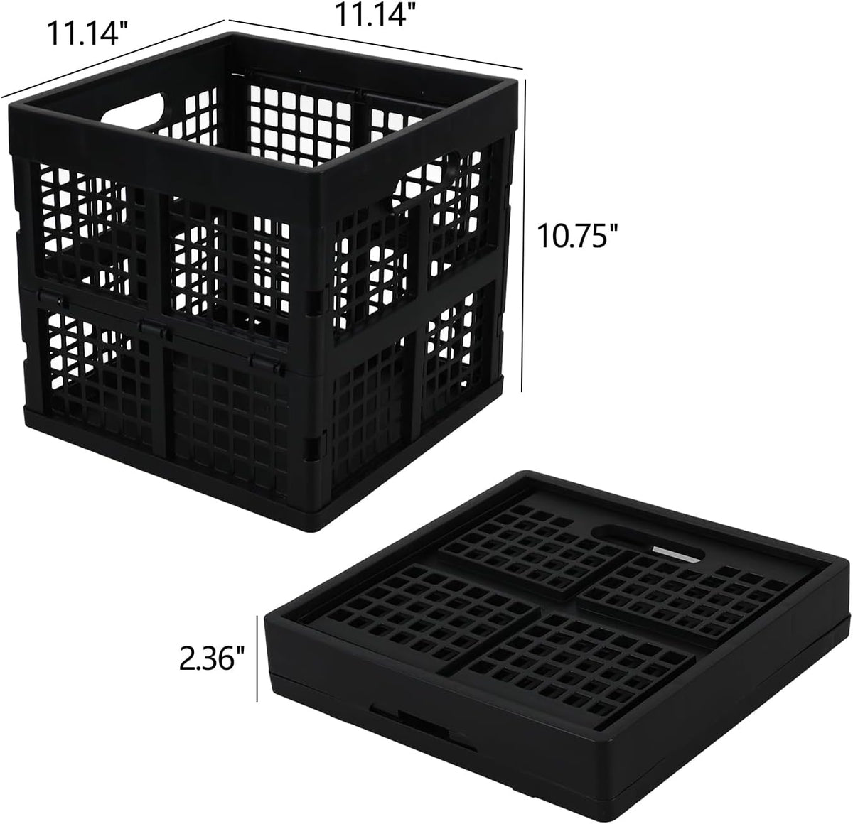Asking 22 L Square Milk Crates, 3-Pack Collapsible Cube Storage, Black | Plastic Stackable Utility Crate, Collapsible Plastic Storage Crates, Foldable Crates for Cars, Closets, Classrooms
