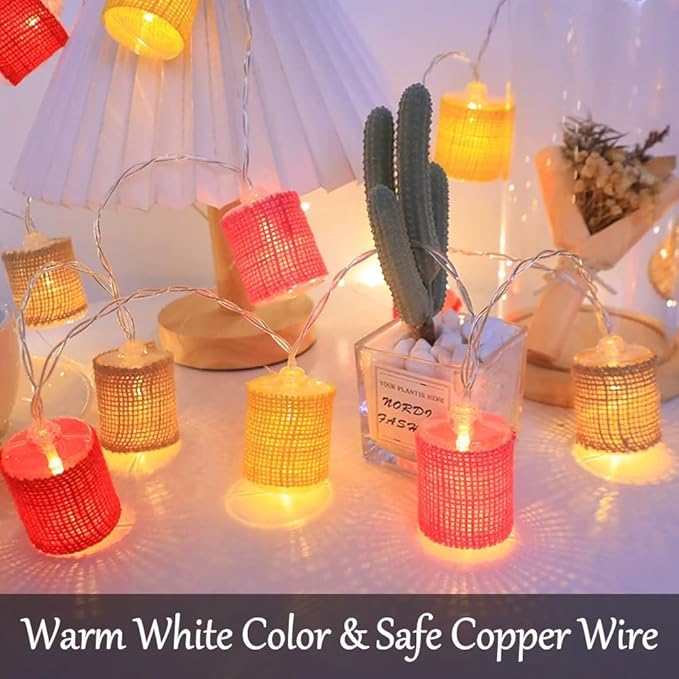 Fielegen 10 LED Retro String Lights 2 Meter Battery Powered Vintage Theme Decorative Fairy Lights for Indoor Outdoor Home Bedroom Patio Porch Balcony Decoration Festival Atmosphere Lights (Multicolor)