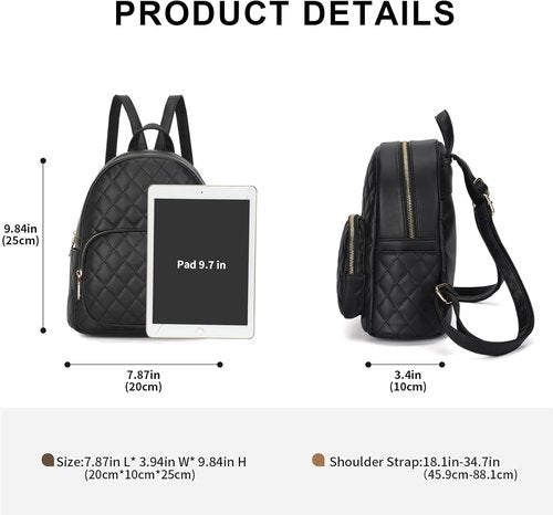 KL928 Quilted Mini Backpack - Stylish PU Leather Satchel Bag for Women | Small Casual Daypack
