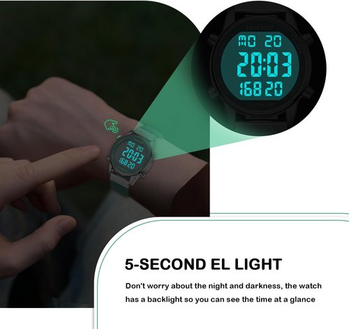 Hearkent Pedometer Watch for Women - 30M Waterproof Step Counter with EL Backlight & Stopwatch