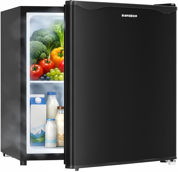 1.7 Cu.Ft Mini Fridge with Freezer for Dorm Office,Black | Compact Refrigerator Office, Energy Saving Small Fridge Reversible Single Door, Low Noise for Bedroom Small Apartment