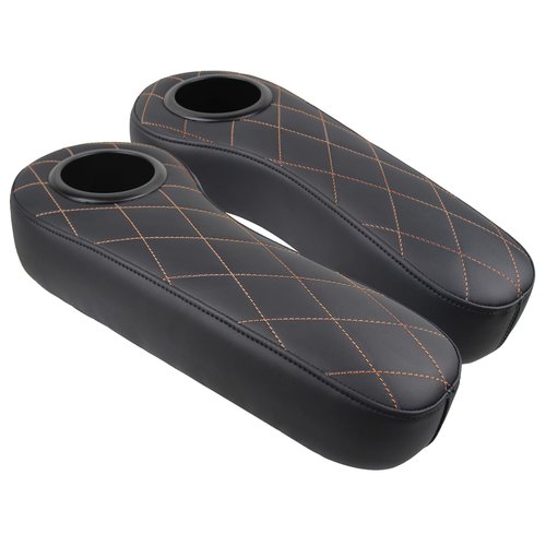 CARBBIA Pack of 2 Golf Cart Back Seat Flip Armrests with Cup Holder Compatible with Club Car Compatible with EzGo Compatible with Yamaha Carts with 1-inch Square Armrests, Black
