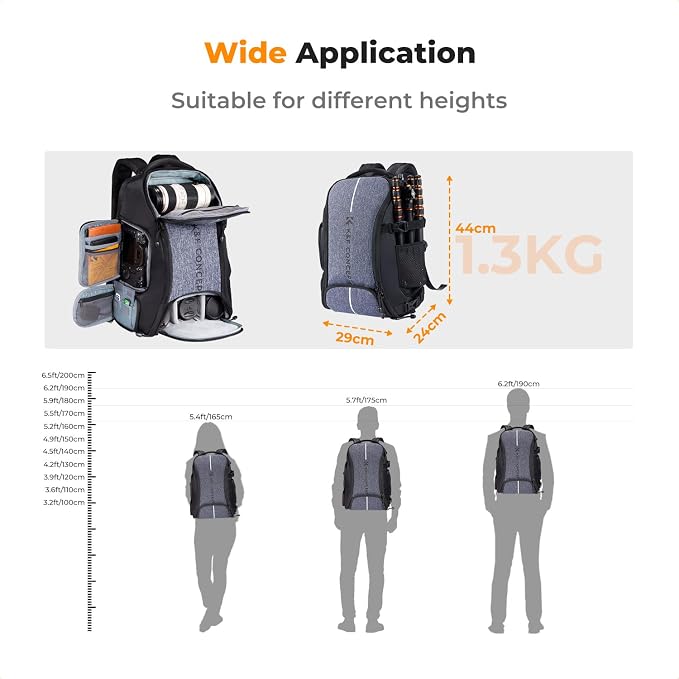 K&F CONCEPT Camera Backpack, 25L Large Capacity Camera Bag
