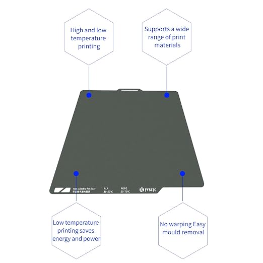 FYSETC 3D Printer Accessories 256mm Build Plate: Gray A1 257X257mm Dual Side