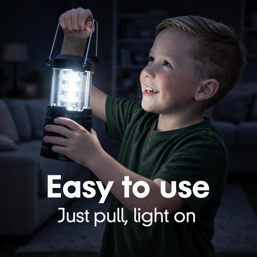 Rechargeable Emergency Lanterns - 4 Pack USB-C & Solar Backup | 1600mAh, 30H Runtime, Compact Camping Lights