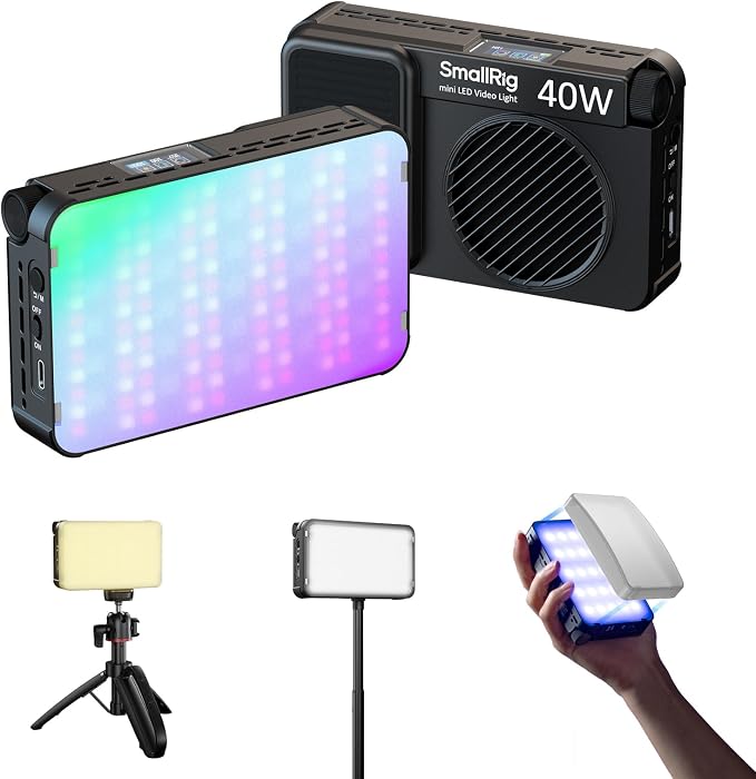 SmallRig RM 40C Mini LED RGB Video Light, 4800mAh Battery, LCD Display