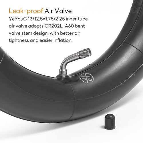 **CR202 Heavy Duty Inner Tube - 12.5" x 2.25" Thick Butyl with Angled Valve Stem | 2-Pack**