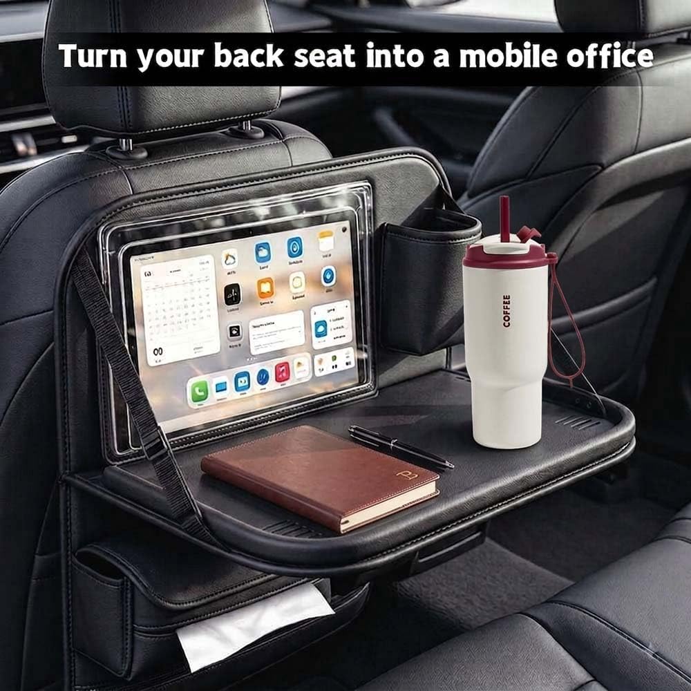 1 Pack Backseat Car Organizer with Foldable Anti-Sag Tray & Tablet Window