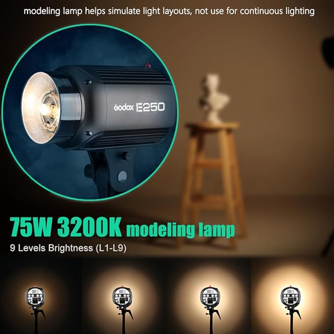 Godox 750W Professional Studio Strobe Flash Light Kit, 3-Light Godox Strobe