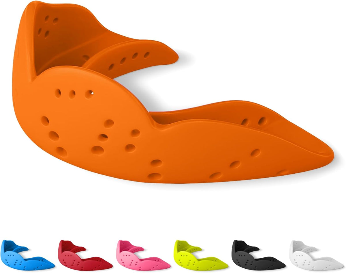 SISU Aero Medium Mouthguard - Athletic Orange | 30% Stronger Protection for Team Sports, Remoldable Up to 20 Times, Ultra Slim, Works for Braces
