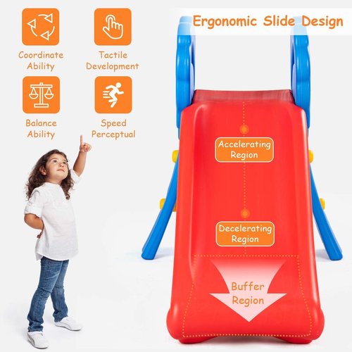 Baby Joy Folding Slide - Indoor Plastic Play Slide Climber for Kids | Floral Rail Design