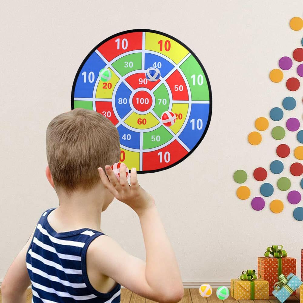 Skiennix Kids Dart Board Game Set - Large Sticky Dart Board with 24 Balls | Fun Indoor/Outdoor Game for Ages 3-10